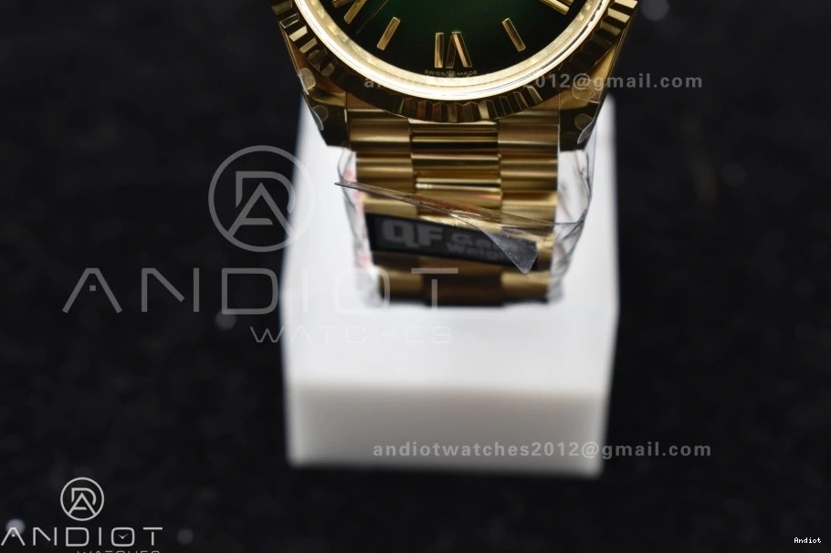 A2836 Steel Edition Dial Black (Gain QF 725 V4 Weight) TechFriendly Best President 904L Bracelet 40 YG Green on DayDate 0710